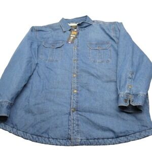 Lee Shirt Denim Jacket Mens XXL Light Wash Snap Front Fux Sherpa Lined‎ NWD